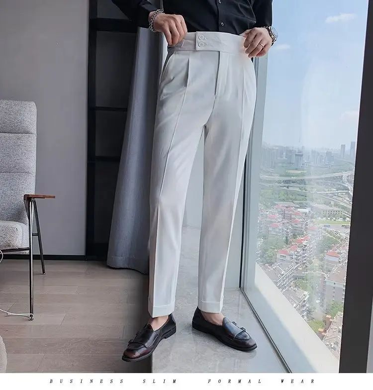 Calça Masculina Nadir Coffee Color Clássica Estilosa Paris Botão Prega Única Emagrece Suaviza Sua Silhueta Calça Social Casual