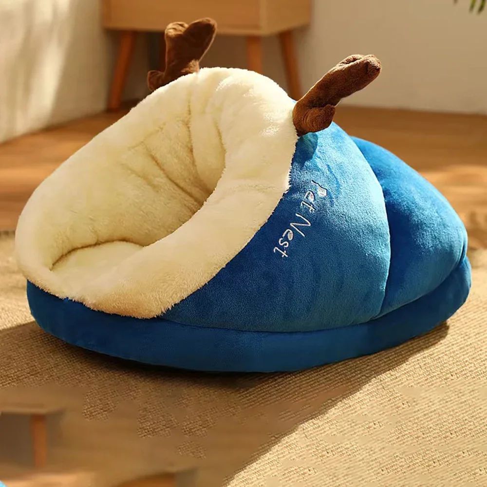 Cama Macia para Cães Sofá Quente de Inverno de Pelúcia para Pequenos e Médios Cães Gatos Ninho de Dormir Aconchegante Casinha Caverna para Filhotes Cachorros