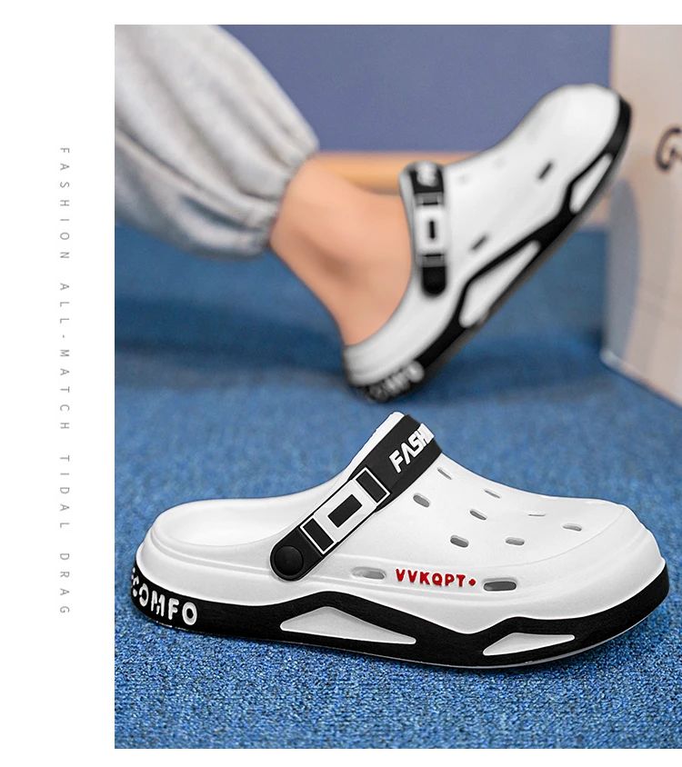 New fashion sandals Men's EVA casual comfortable hole garden shoes outdoor men's beach sandals indoor home unisex slippers