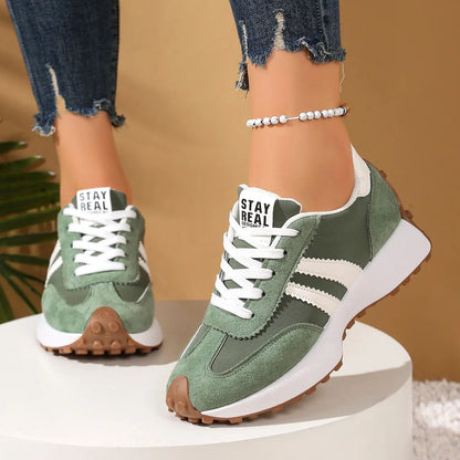 Spring Thick Bottom Women Sneakers 2025 Summer Casual Patchwork Leather Sneakers Women Outdoor Casual Comfortable Shoes Ladies