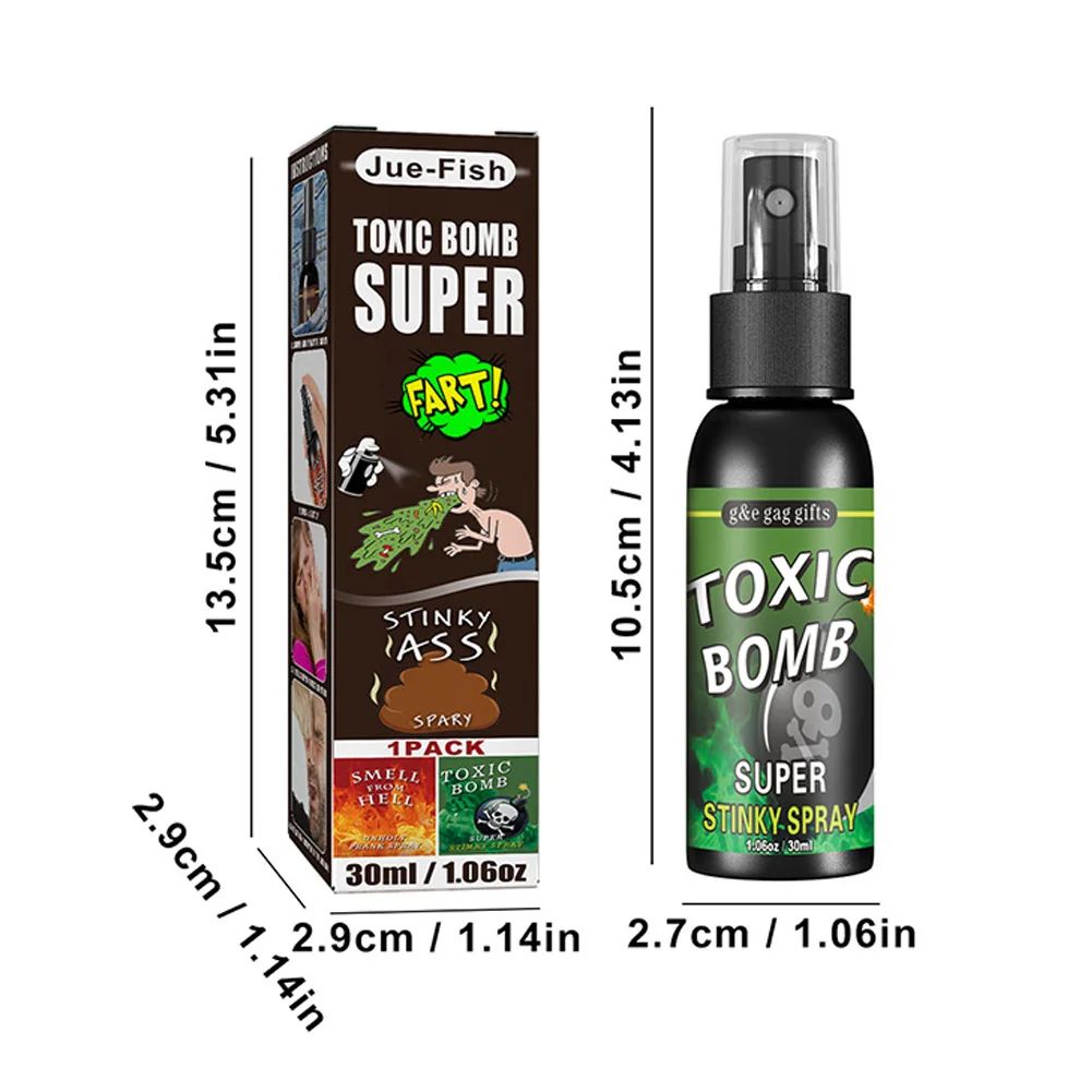 6 unidades-1 unid. 30ml Adereços de Halloween Spray Líquido de Peido Não Tóxico Bomba de Cheiro Fedorento Brinquedo de Pegadinha de Gás Malcheiroso Artigos de Festa de Brincadeira