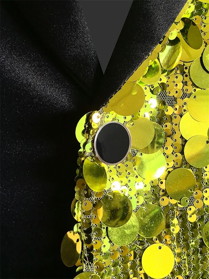 New Men Luxury Sequin Suit Jacket Silver / Gold Fashion Singer Bar KTV Dance Party Stage Performance Dress Blazers Coats