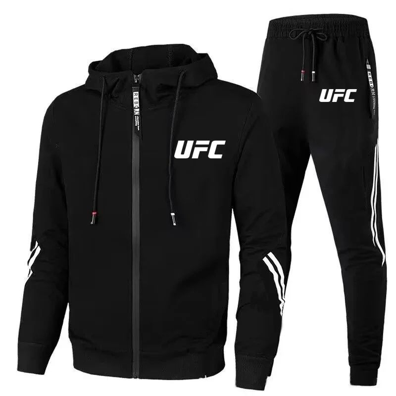 New UFC Men's Casual Sportswear Set, Flowered Outdoor Motorcycle Comfort Men's Set 2025, Fashionable Pants and Jackets