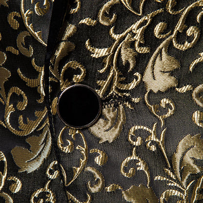 2023 Luxury Men Jacquard Single Button Pockets Lapel Suit Coat Wedding Men Nightclub Prom Suit Men Costume