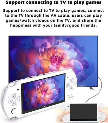 JXD Handheld Game Console 4.3 inch 8GB Built in 2000 Games for Multiple Simulators X6 Retro Video Game Console Mp3/4/Ebook TV Out Mini Hand Portable Game Player Device Holiday (White)
