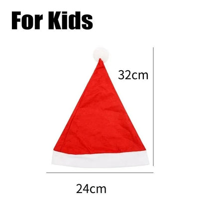 Merry Christmas Hats Non-woven Santa Claus Hats for Adults Kids Red Xmas Caps Women Men New Year Festival Party Decoration Gifts