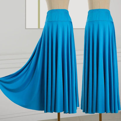 Plus Size Elegant Plus Size Women's Long Dress For Dancing And Commuting Stylish Square Dance Skirt With Wide Hemline For Soc...