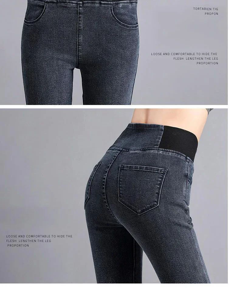 PTKPCC New Elastic Waist Skinny Jeans Women Spring Slim Stretch Denim Pants Vintage Pencil Vaqueros Mom Pantalones De Mujer