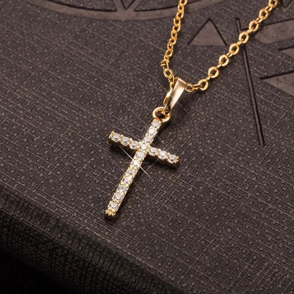 Personality Punk Trendy Cool Gothic Wood Cross Pendant NNecklace for Women Men Vintage Hip Hop Y2k Necklace Party Jewelry Gift