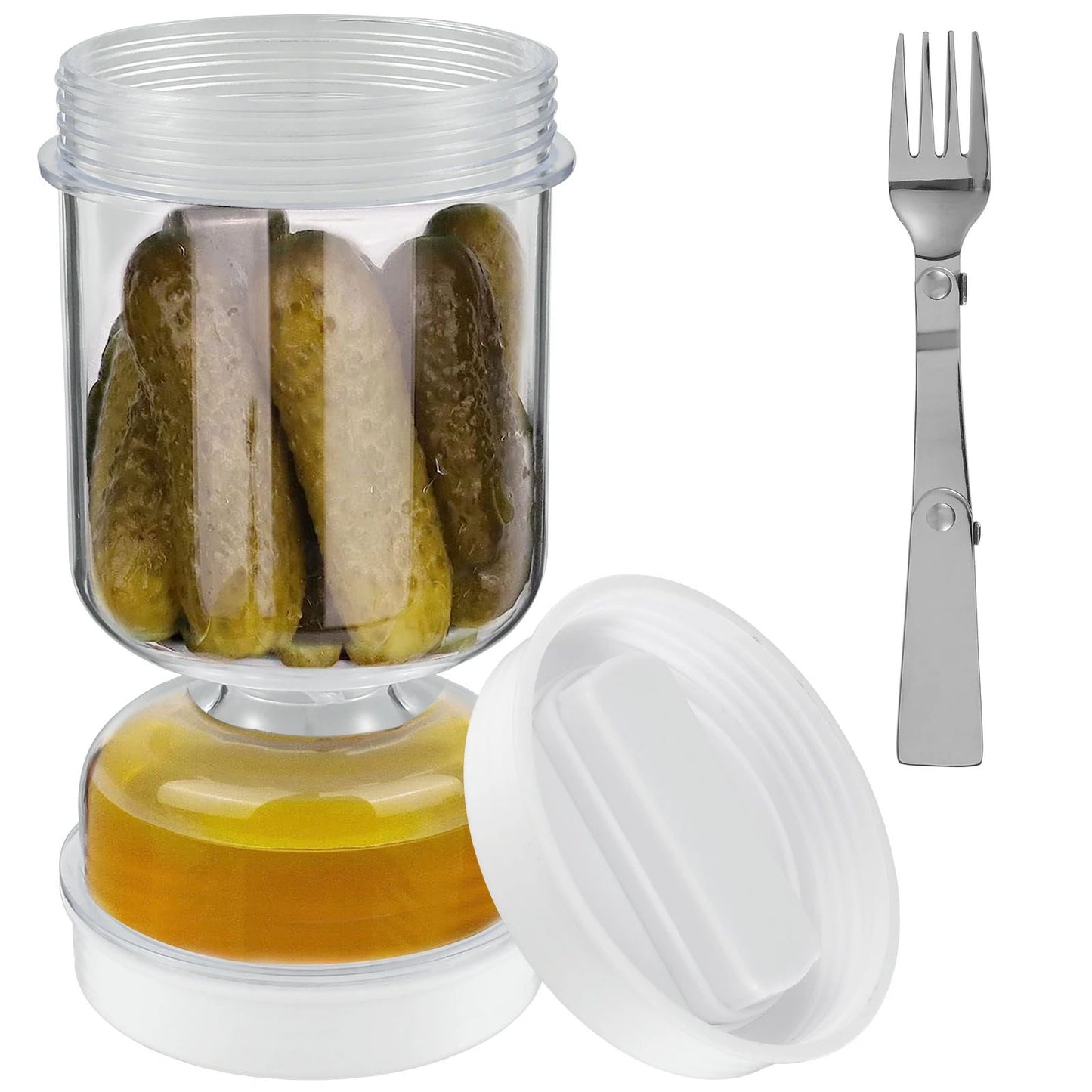 Pote de Picles com Garfos Dispensador de Picles Secos e Molhados Frasco de Ampulheta para Picles e Azeitonas Recipiente de Pepino para Cozinha Ferramenta Separadora de Suco