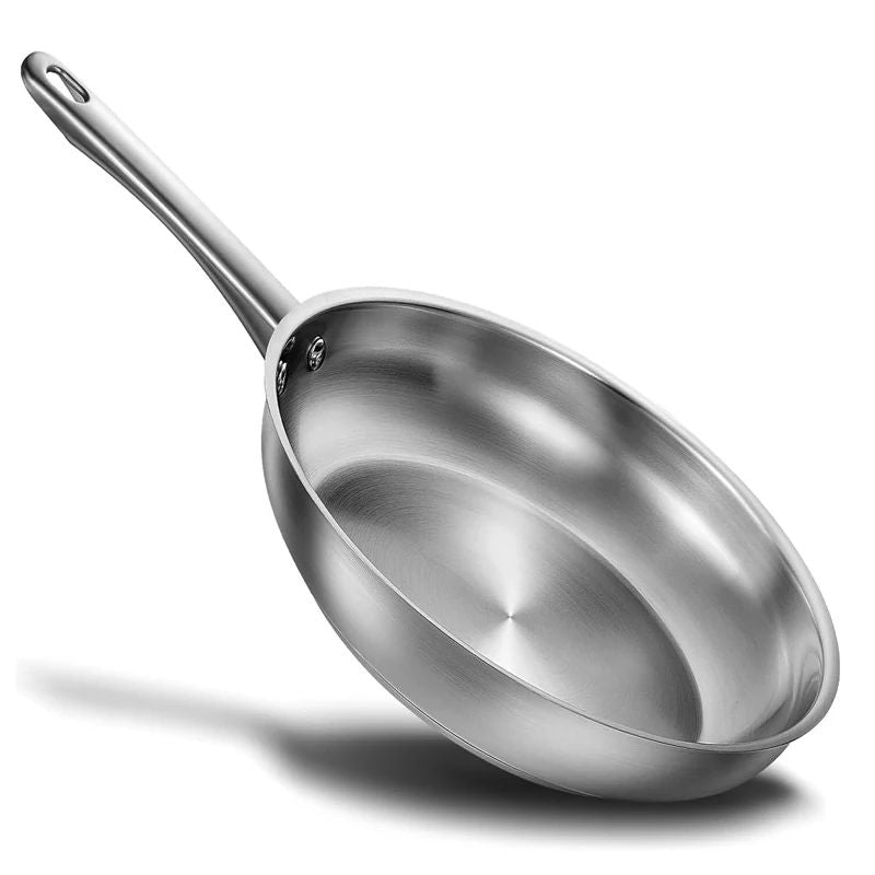 KOCH SYSTEME CS 8/10inch Stainless Steel Frying Pan Breakfast Egg Steak Chicken Skillets with Tri-ply Bottom Kitchen Cookware