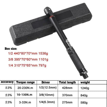 Chave de Torque 72T 1/2'' 3/8'' 1/4'' com Quadrado de Encaixe, Chave de Torque Predefinida para Bicicleta, Catraca Bidirecional, Ferramentas Manuais Automotivas para Carros e Bicicletas