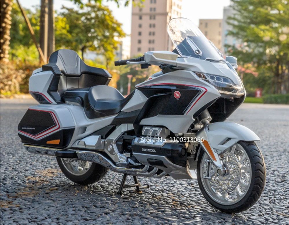 1:11 Honda Gold Wing GL800 2021 Modelos de Motos Carros Brinquedos Pneus de Borracha com Luz e Música Modelo em Miniatura Presentes para Crianças Pequenas