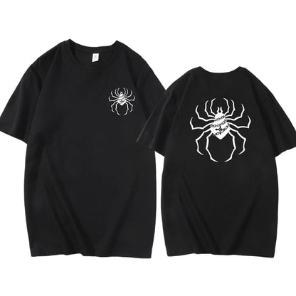 Pure Cotton Men's t shirt Y2k Spider Print T-shirt Casual Street Loose Women's T-shirt vintage graphic t shirts for men