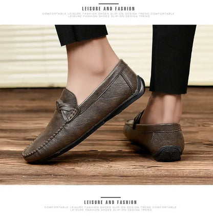 High Quality Leather Men Casual Shoes Comfortable Light Men Loafers Formal Men Dress Shoes Breathable Slip on Men Driving Shoes
