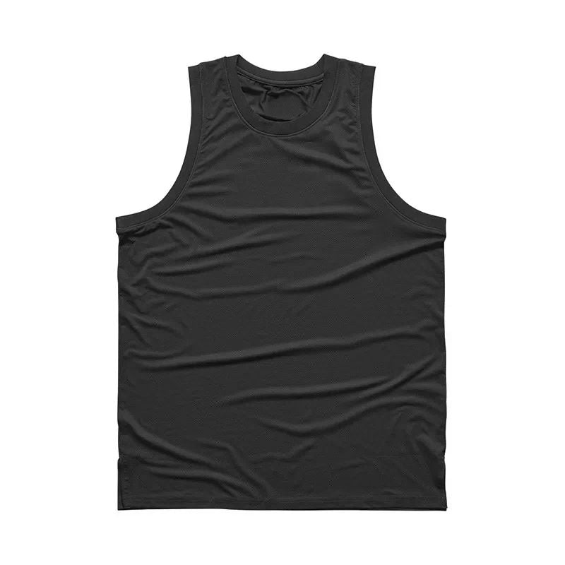 Plain Mens Bodybuilding Sleeveless Casual Shirts Gym Fitness Workout Muscle Tank Tops Summer Mesh Breathable Quick Dry Singlets