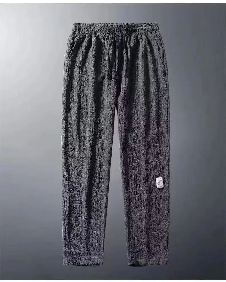 Summer Men's Thin Loose Sports Pants Breathable Casual Sweatpants Comfortable Wide Leg Harlan Nine Points Lightweight Trousers