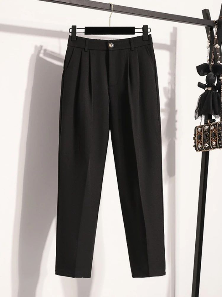 Plus Size Pants Woman 2025 Autumn Winter New Arrival High Waist Suit Pants High Quality Korean Style Straight Trousers