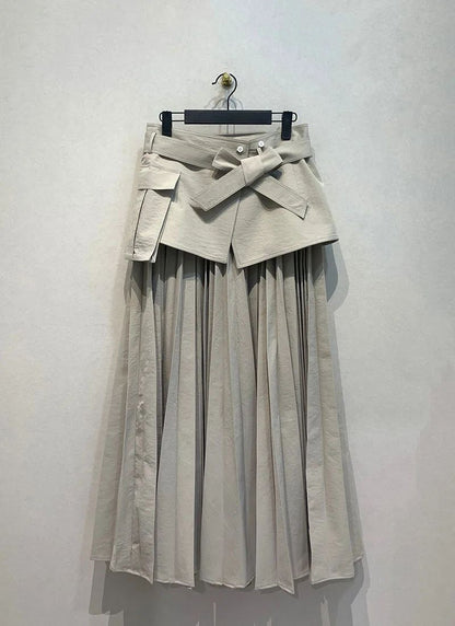 Spring Summer Vintage Japanese Casual Skirts Women Three-dimensional Two-piece Skirt High Waist All-match Pleated Faldas Mujer