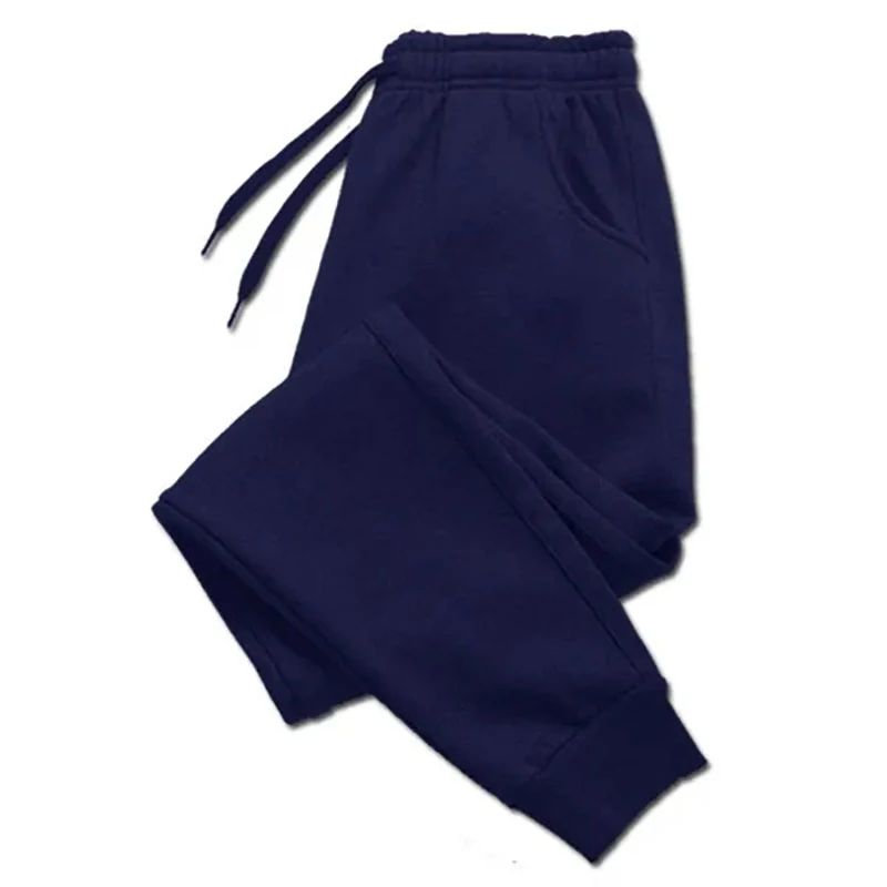 Men's casual pants, autumn and winter wool sports pants, men's running and jogging pants, fashionable solid color pants