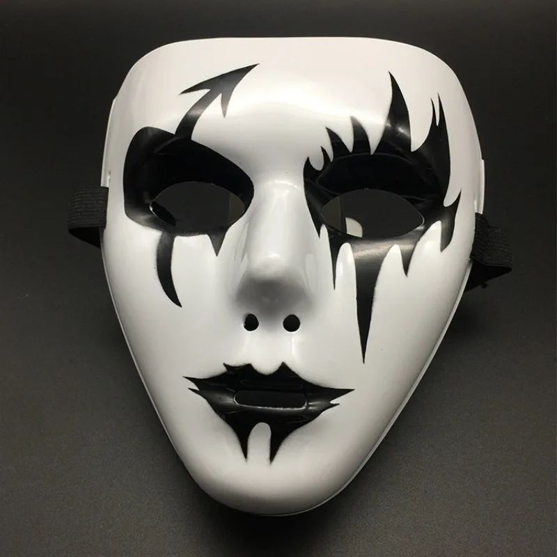 Masquerade Halloween Full Face Mask Hand Painted White Death Clown Black Gold Adult Street Dance Eye Mask Prop