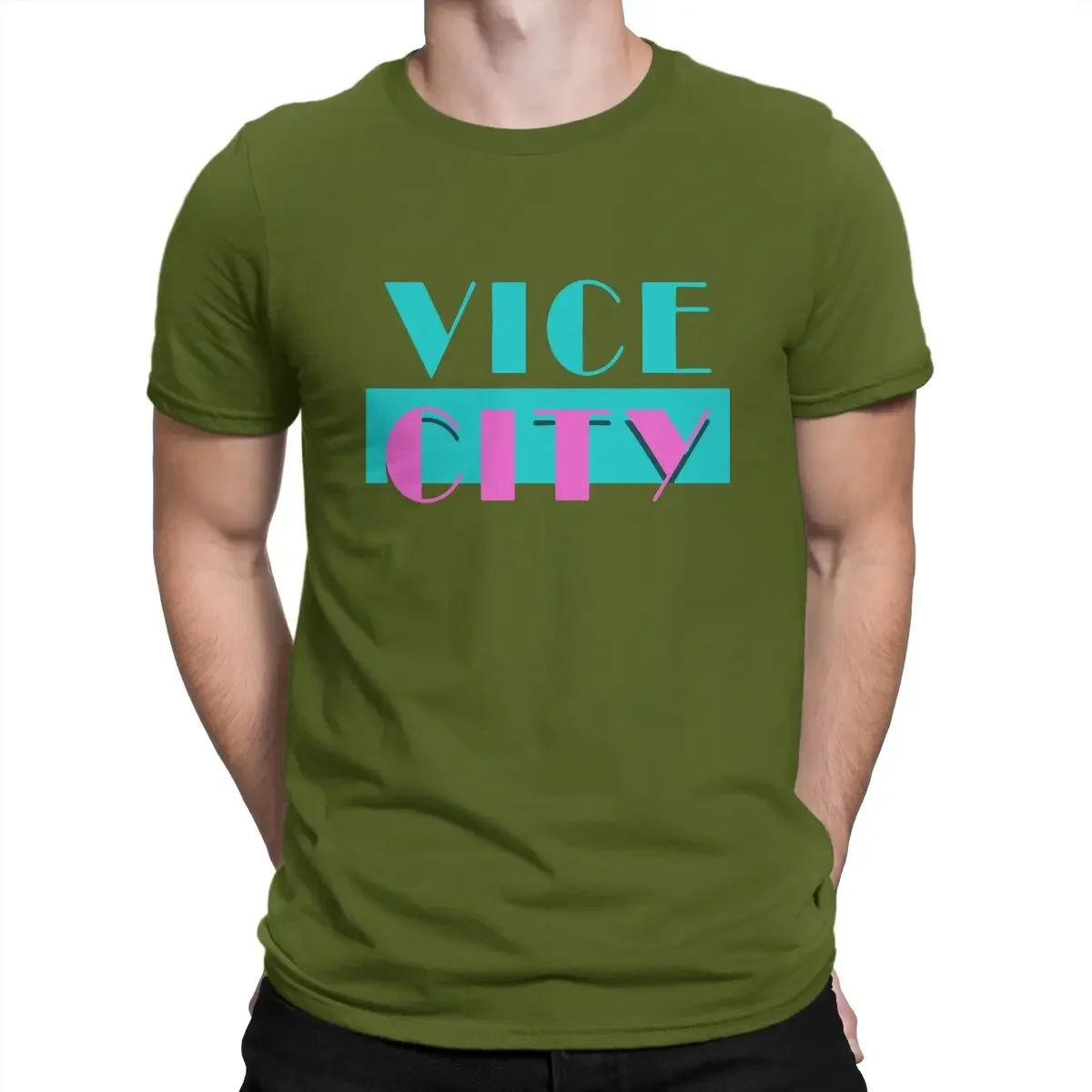 Theft Auto Creative TShirt for Men Vice City Round Neck Pure Cotton T Shirt 2024 Distinctive Birthday Gifts Streetwear GTA Grand