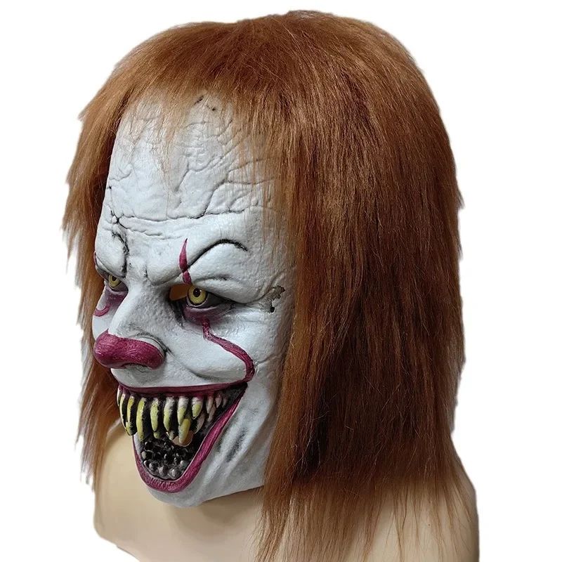 BeauNook Halloween Horror Clown Pennywise Mask Head Set in Europe and The United States New Spirit Clown Latex Mask Mardi Gras