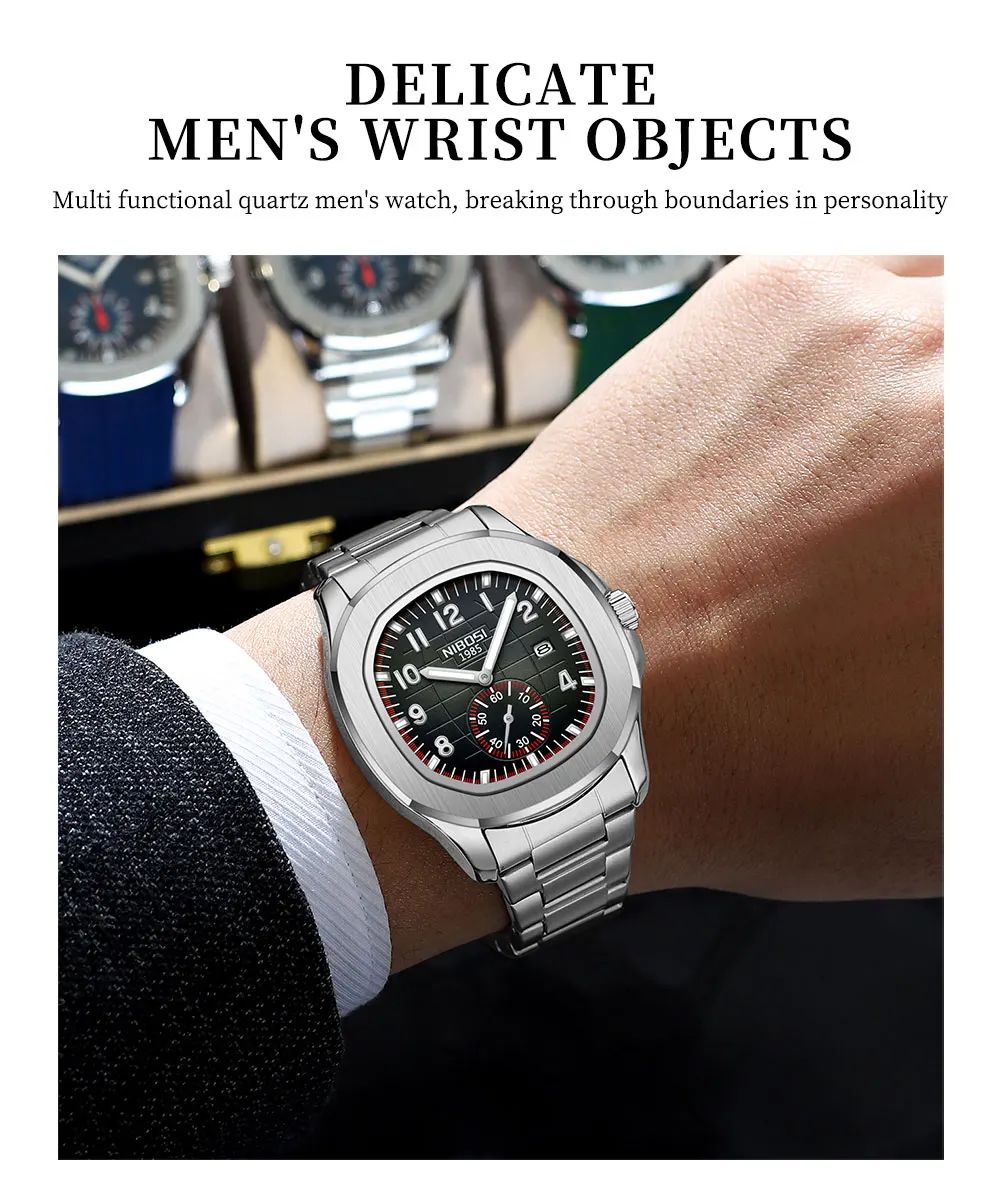 NIBOSI Sport Men Watch Top Brand Luxury AQUANAUT Quartz Watches for Men Waterproof Luminous Auto Date Male Watch Reloj Hombre