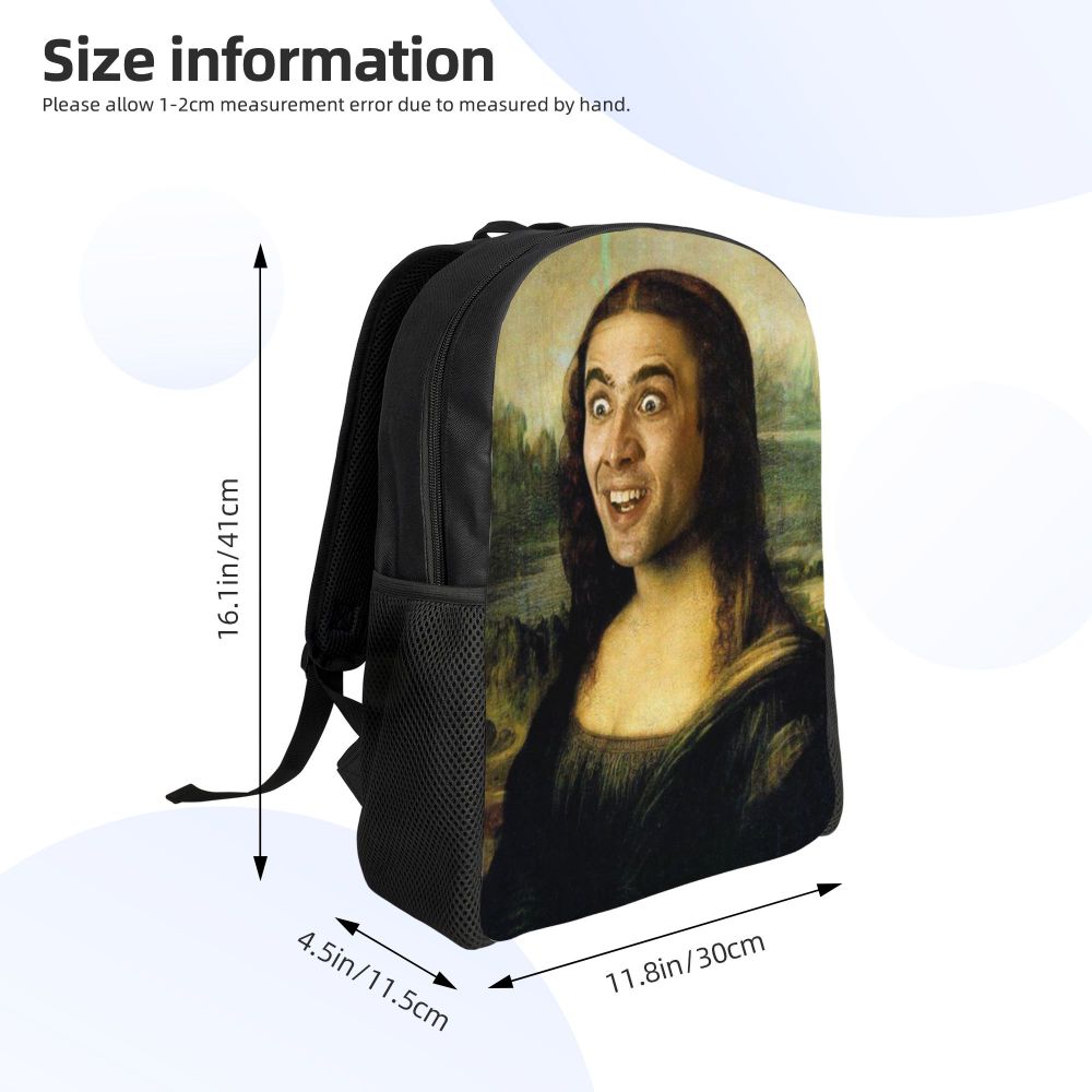 Custom Nicolas Cage Meme Laptop Backpack Women Men Basic Bookbag for College School Student Funny Bags