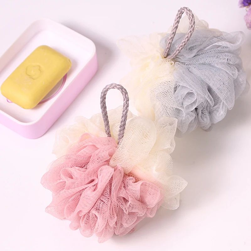 1 Pc Soft Mesh Bath Sponge Balls Cleaning Brush Shower Puff Body Cleaner Exfoliating Scrubbers Bath Flower Bathing Accessories