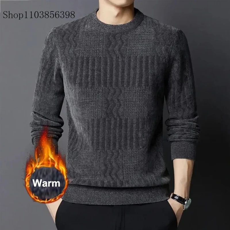 Brand Clothing High Quality Fashion Sweaters Male Slim Fit Casual Knitted Pullover Man Casual Round Neck Sweaters Black Grey