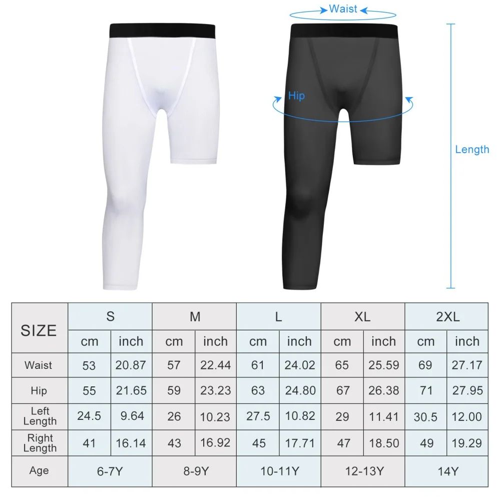 Single Leg Basketball Leggings Quick Drying 6-14 Years Teen Boys Running Football Yoga Fitness Compression Pants Sports