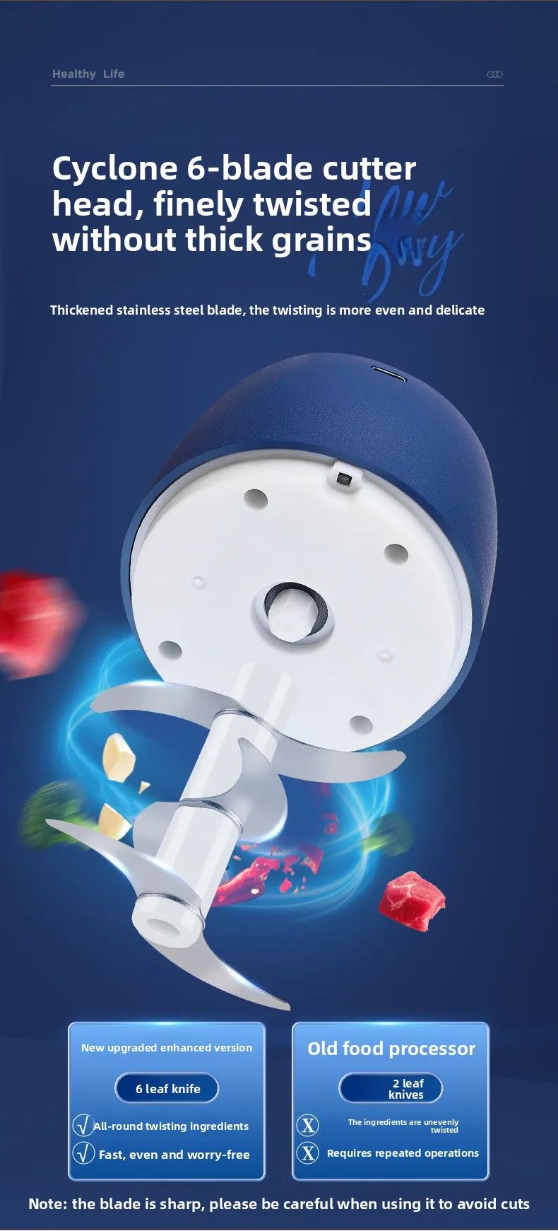 Mini Processador de Alimentos Elétrico TINSOL 350ML, Picador de Carne, Amassador de Alho, USB, Multifuncional, Fatiador de Vegetais, Liquidificador, Misturador de Cozinha