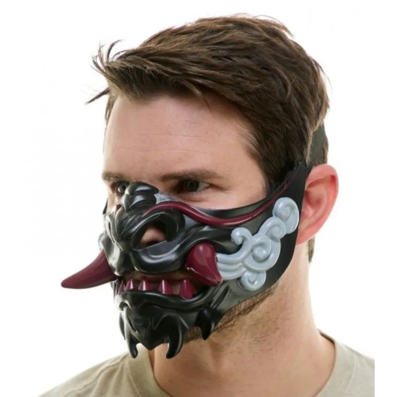 Japanese Samurai Ghost Devil Mask Halloween Devil Samurai Mask Role Playing Japanese Horror Killer Thick Plastic Mask Party Prop