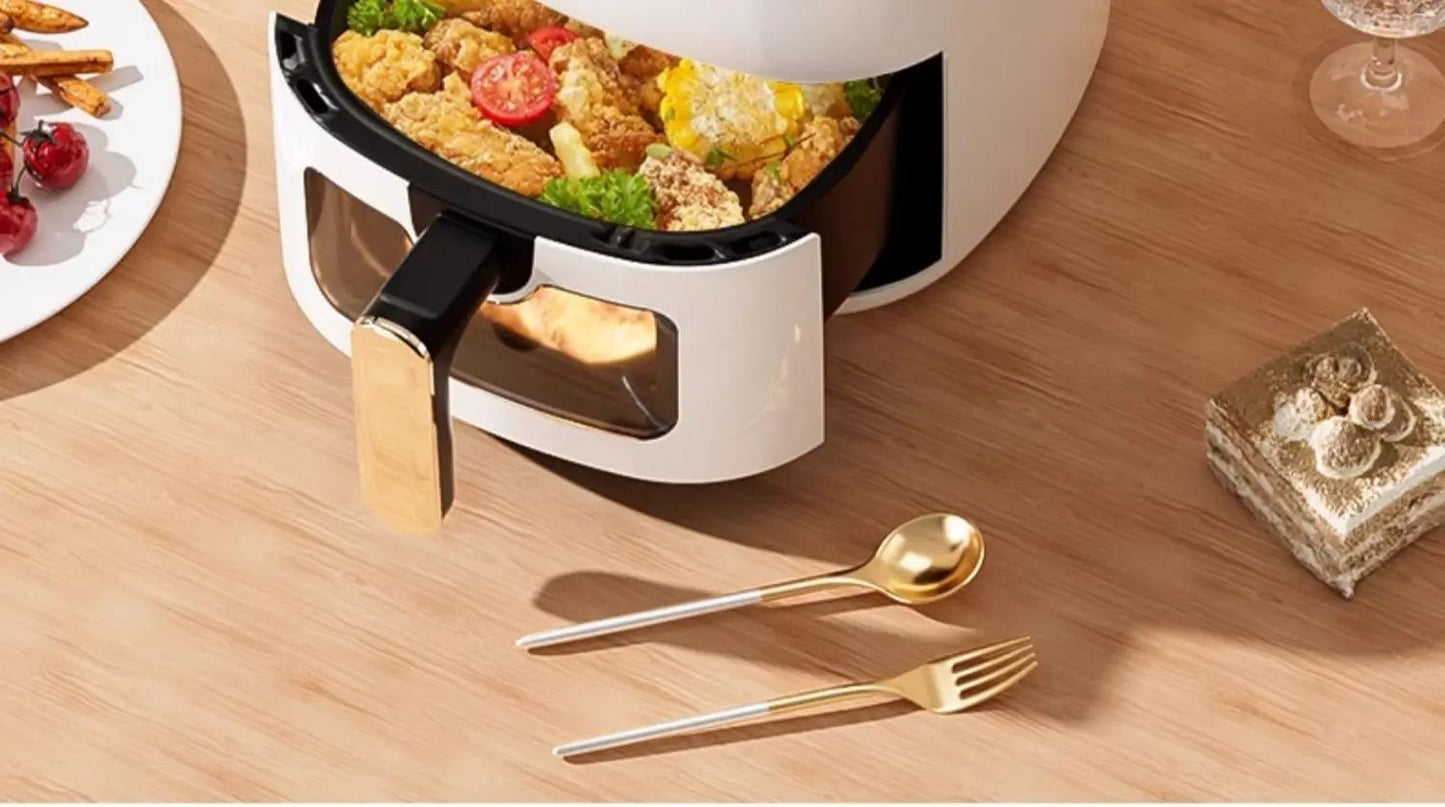 New air fryer. For home use. For making french fries. Visible. Multi-function all-in-one. Automatic.  Oil-free electric oven.