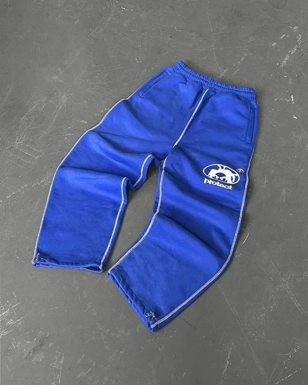 Calça Casual Bordada Cinza Y2k Camuflada Tática Funcional Masculina Feminina Premium Moletom com Cordão