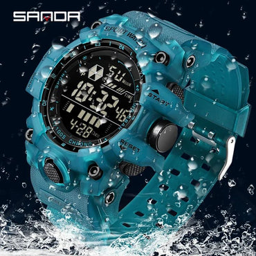 SANDA Men Outdoor Sports Watch Waterproof LED Analog Digital Show Multifunction Big Dial Electronic Wristwatch G style Male Cloc