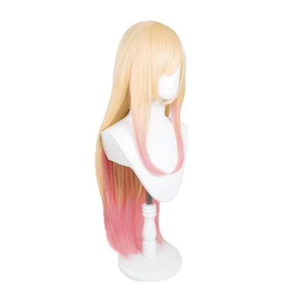 Minha Fantasia de Marin Kitagawa de My Dress-Up Darling Peruca Cosplay Ombré Rosa Dourado Sintética Longa Lisa Peruca Comic-Con Coser Festa Diária