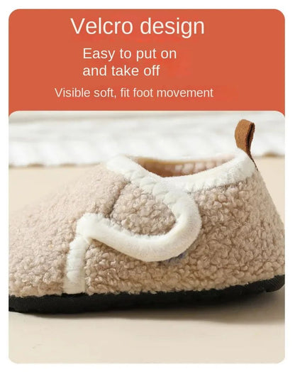 Pantuflas Child Cotton Slippers Solid Warm Kid Winter Home Shoe Boy Girl Plush Floor Shoe Indoor Soft Sole Anti-slip Cotton Shoe