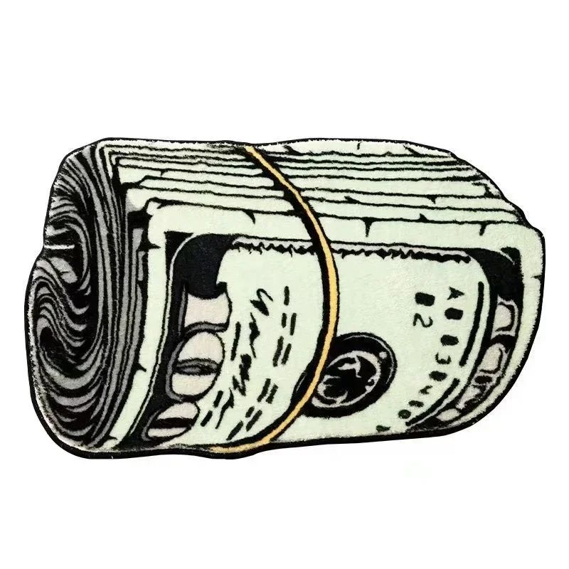 VIKAMA Upgraded Material Personalized Creative Dollar Simulated Money Carpet Living Room Bedroom Kitchen Bathroom Art Rug Mat