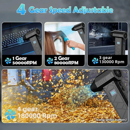 Portable 280000PRM High-speed Turbo Fan Violent with Workinglights 10000mAh Rechargeable Electric Air Duste Home Violent Blower