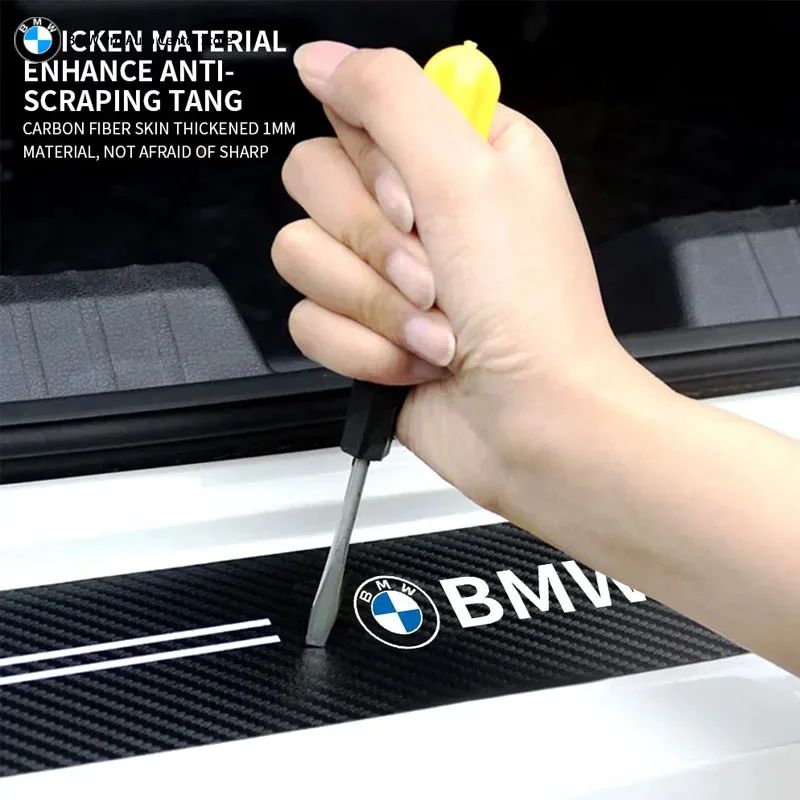 Car Door Automobile Scraper Protection Universal Pedal Protection Sticker Carbon Fiber Grain Automobile Threshold Strip For BMW