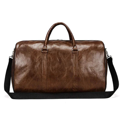 Bolsa de Viagem de Couro Grande Duffle Independente Bolsas de Fitness Grandes Bolsa de Mão Bagagem Bolsa de Ombro Preto Moda Masculina Zíper Pu 2024