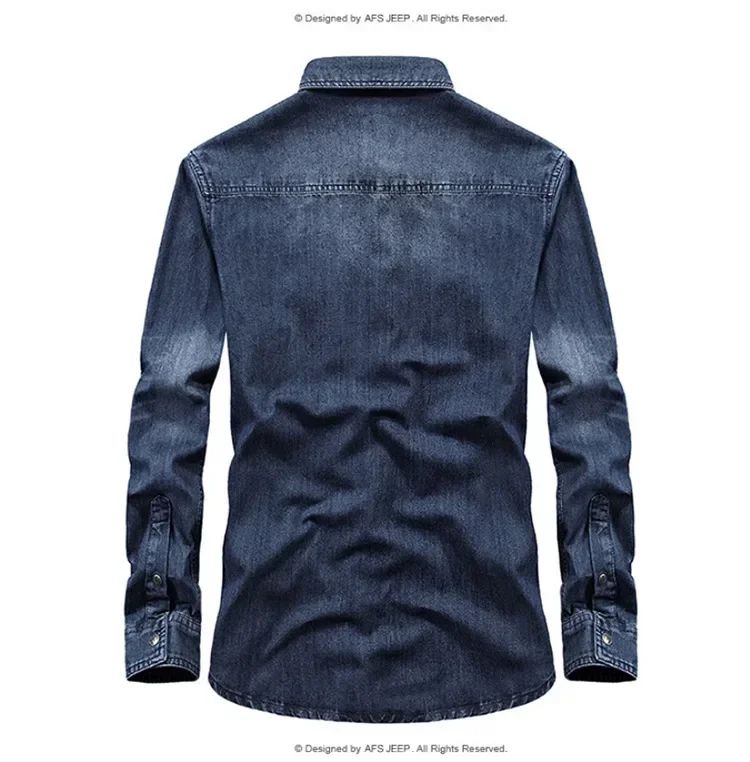 2024 Spring Men's Denim Jeans Shirts Long Sleeve 100% Cotton Single-Breasted Shirts Handsome Hombre Casual Jean Shirt Tops Men