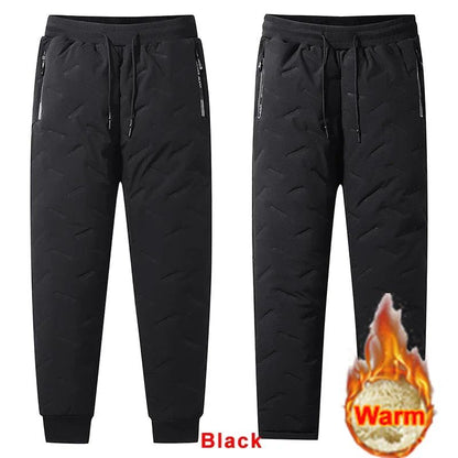 7xl Winter Down Cotton Pants Men's Casual Waterproof Zipper Pocket Thickened Wool Warm Pants Jogger Outdoor Cold-proof Ski Pants