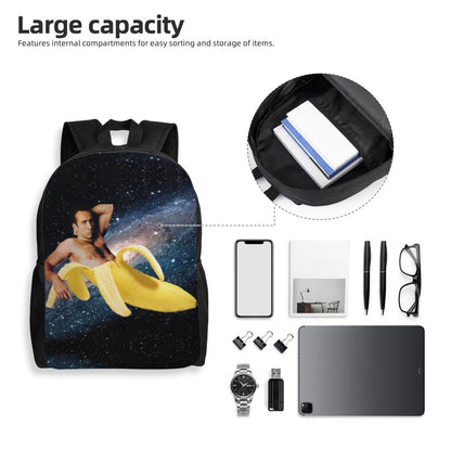 Custom Nicolas Cage Meme Laptop Backpack Women Men Basic Bookbag for College School Student Funny Bags
