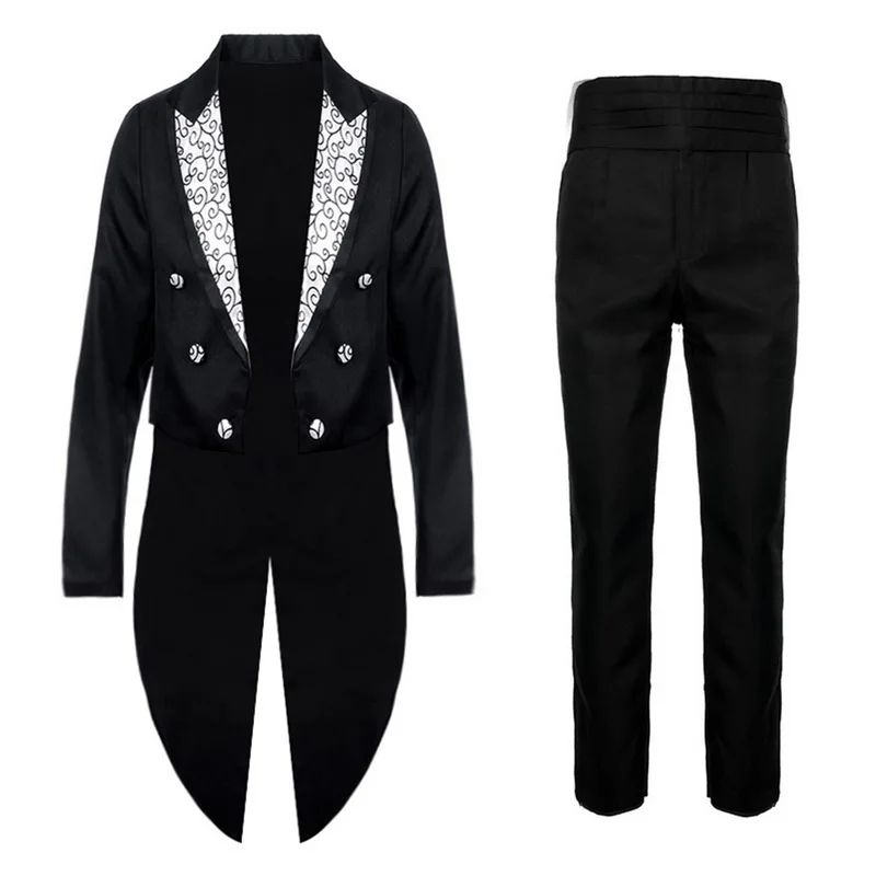 2pcs Men's Classics Tuxedo Suits Set Black Formal Tailcoat for Man Women Fashion Party Wedding Prom Clothing (Jacket+Pants)