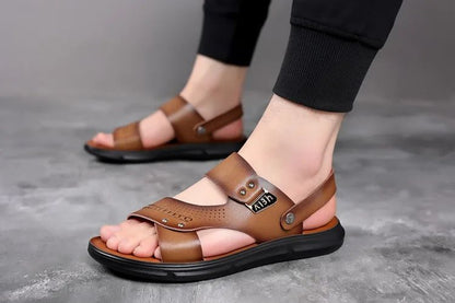 Men's Casual Trendy Soft Bottom Sandals 2024 New Design Real Leather Beach Shoes Slippers Anti-Slip Summer Shoes
