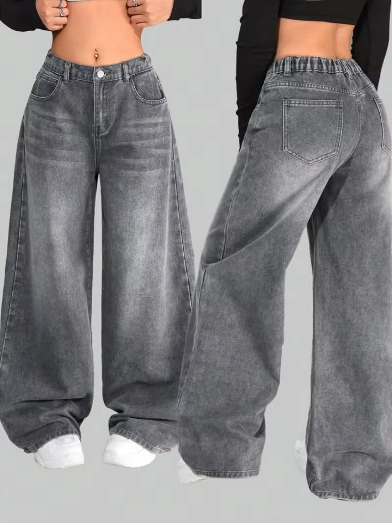 Calça Jeans Larga Y2K Masculina Americana com Bordado e Novo Padrão, Estilo High Street Vintage Hip Hop Moda Casual Joker para Casais