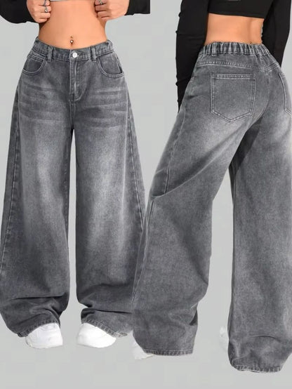 Calça Jeans Larga Y2K Masculina Americana com Bordado e Novo Padrão, Estilo High Street Vintage Hip Hop Moda Casual Joker para Casais